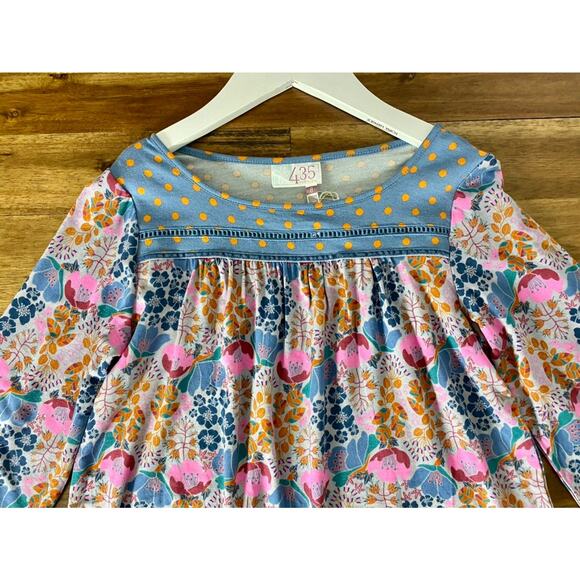 NWT Matilda Jane Make Believe Blue Pink Floral Long Sleeve Wonderment Top Teen 8 - Picture 3 of 6